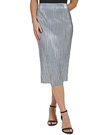 Women's Pleated Metallic Midi Skirt