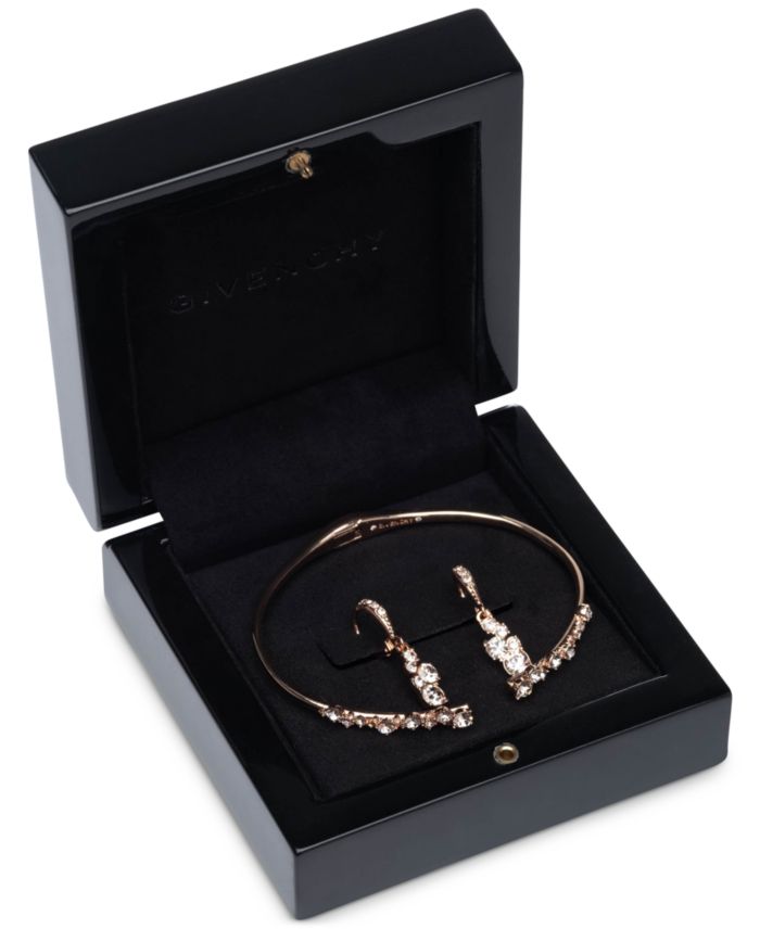 Givenchy Silver-Tone 2-Pc. Set Stone Scatter Cluster Cuff Bangle Bracelet