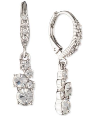 Silver-Tone 2-Pc. Set Stone Scatter Cluster Cuff Bangle Bracelet & Matching Drop Earrings