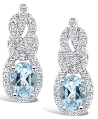 Topaz (3/4 ct. t.w.) Halo Drop Earrings in Sterling Silver