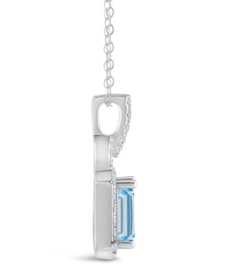 Topaz (1/4 ct. t.w.) Halo Pendant Necklace in Sterling Silver