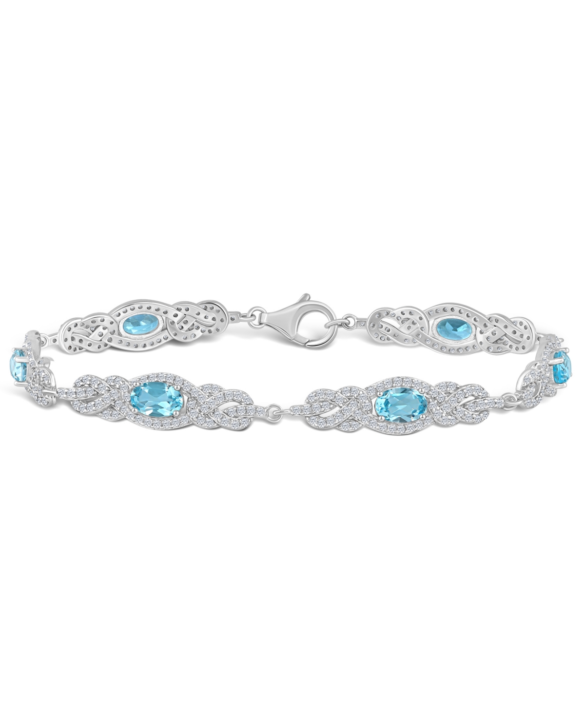 Macy's Sky Blue Topaz (3 2/5 Ct. T.w.) And White Topaz (2 1/10 Ct. T.w.) Bracelet In Sterling Silver In Blue