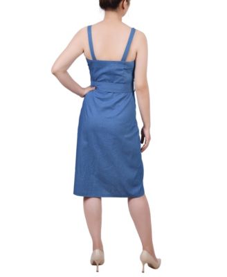 Petite Sweetheart Neck Chambray Sundress