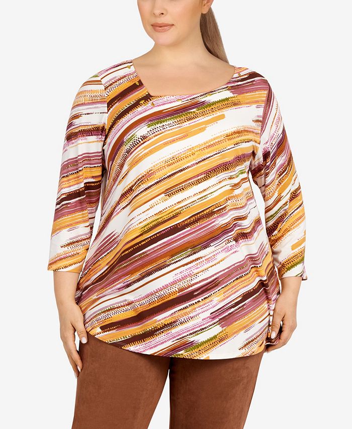 HEARTS OF PALM Plus Size Spice is Nice Embellished Printed Top Macy's