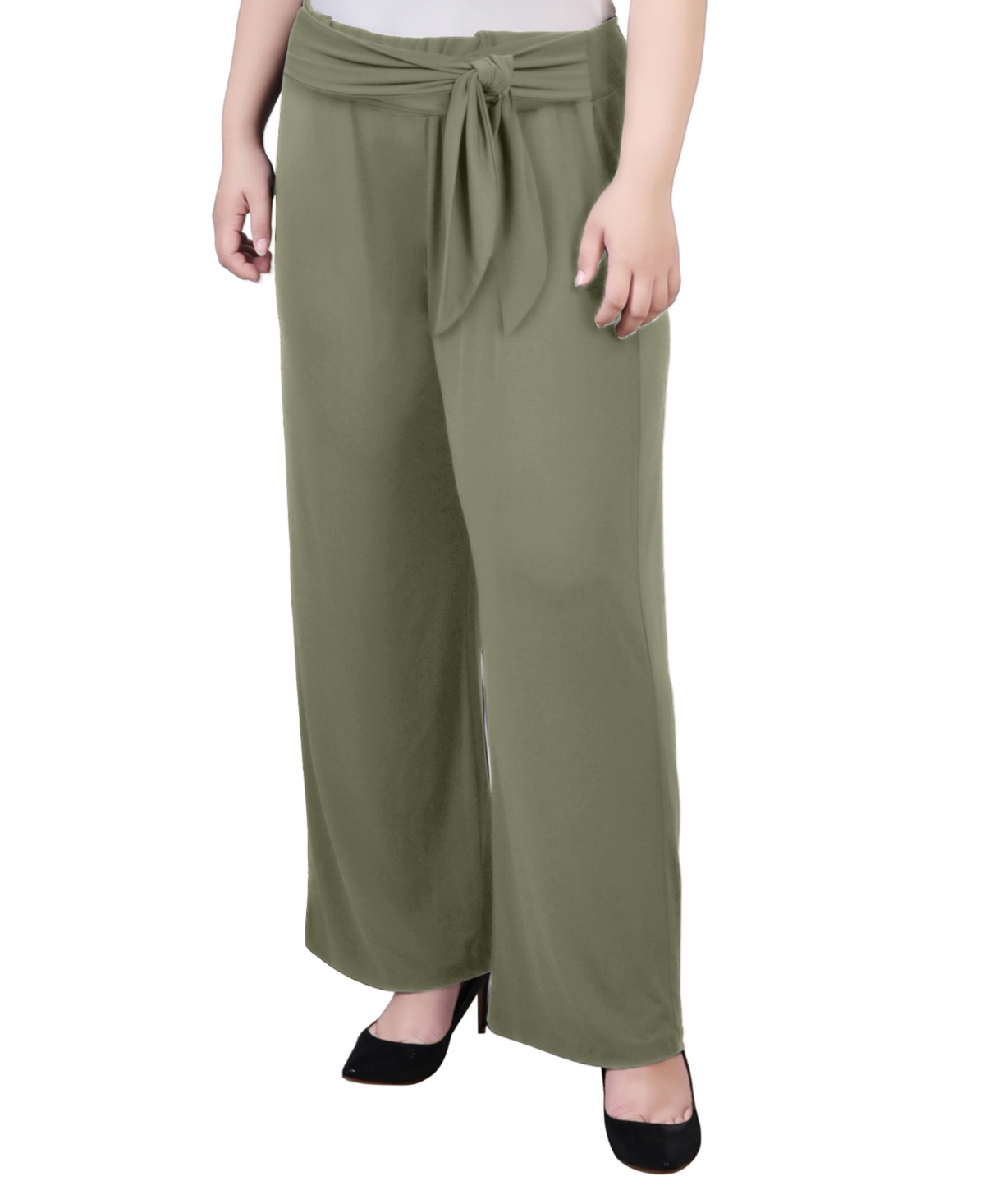 Shop Ny Collection Plus Size Pull On With Sash Pants In Oil Green