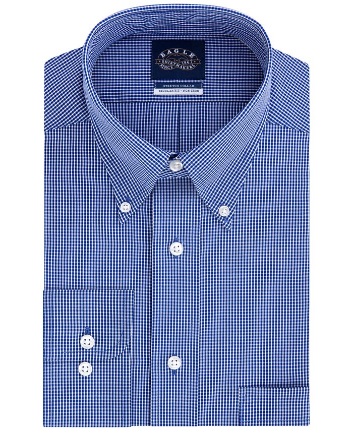 Eagle Men's Classic/RegularFit NonIron Flex Collar Check Dress Shirt