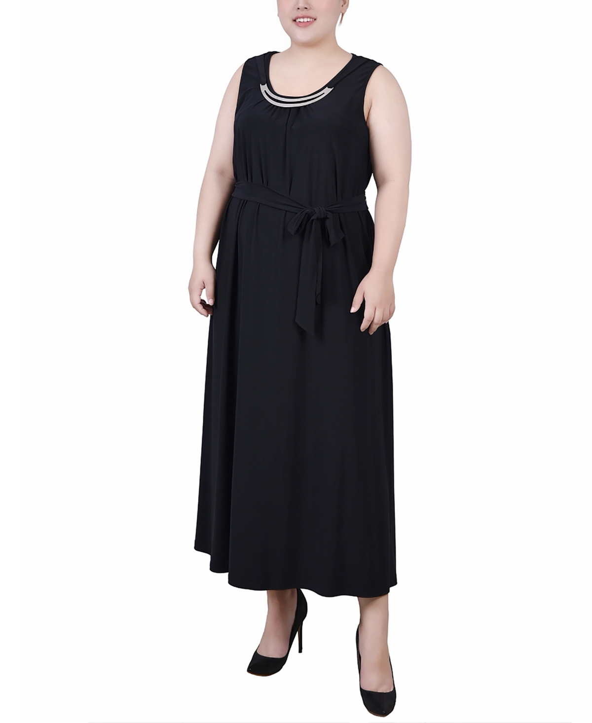 Ny Collection Plus Size Ankle Length Sleeveless Dress In Black