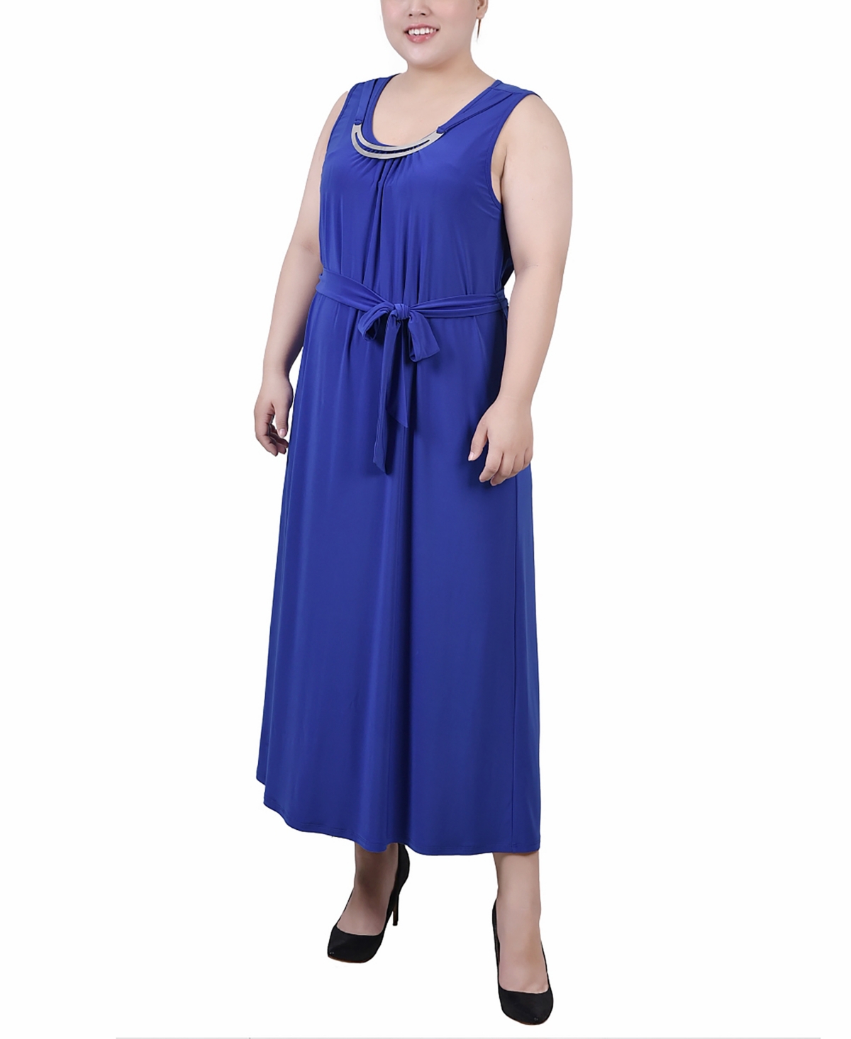 Ny Collection Plus Size Ankle Length Sleeveless Dress In Surf The Web
