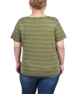 Plus Size Short Sleeve Tie Front Top