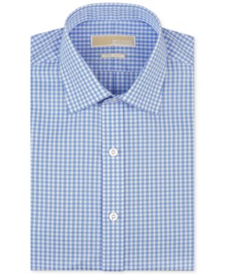 Michael Kors - Men's Classic-Fit Non-Iron Blue Check Dress Shirt