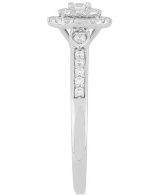 Lab-Created Diamond Halo Cluster Ring (3/8 ct. t.w.) in Sterling Silver
