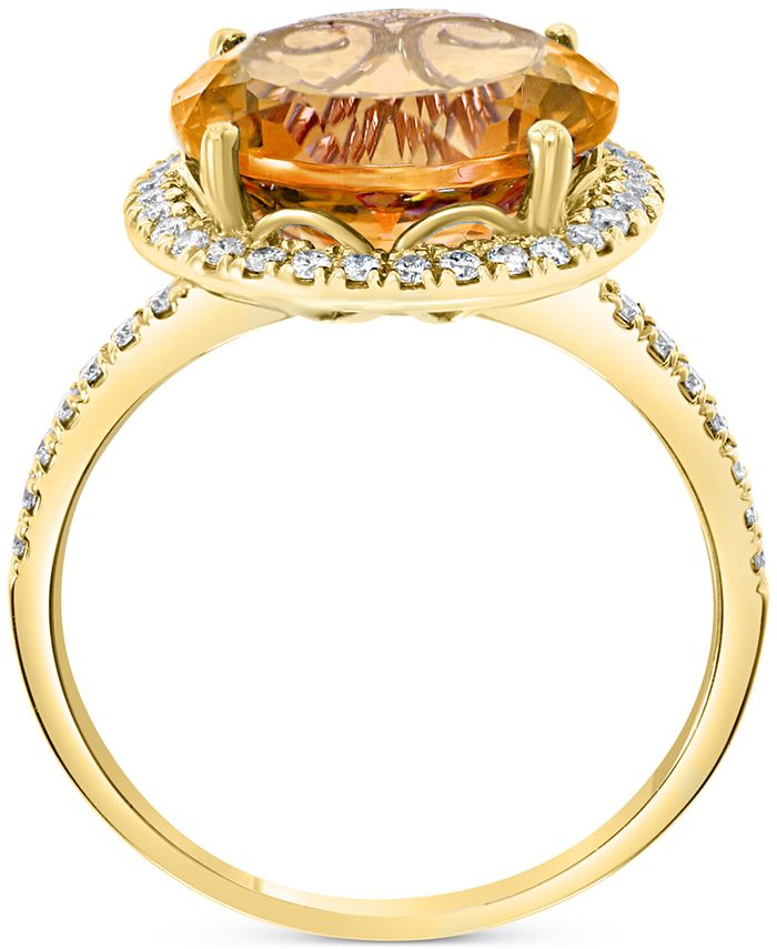 LALI Jewels Citrine (5-1/5 ct. t.w.) & Diamond (1/3 ct. t.w.) Halo Ring ...