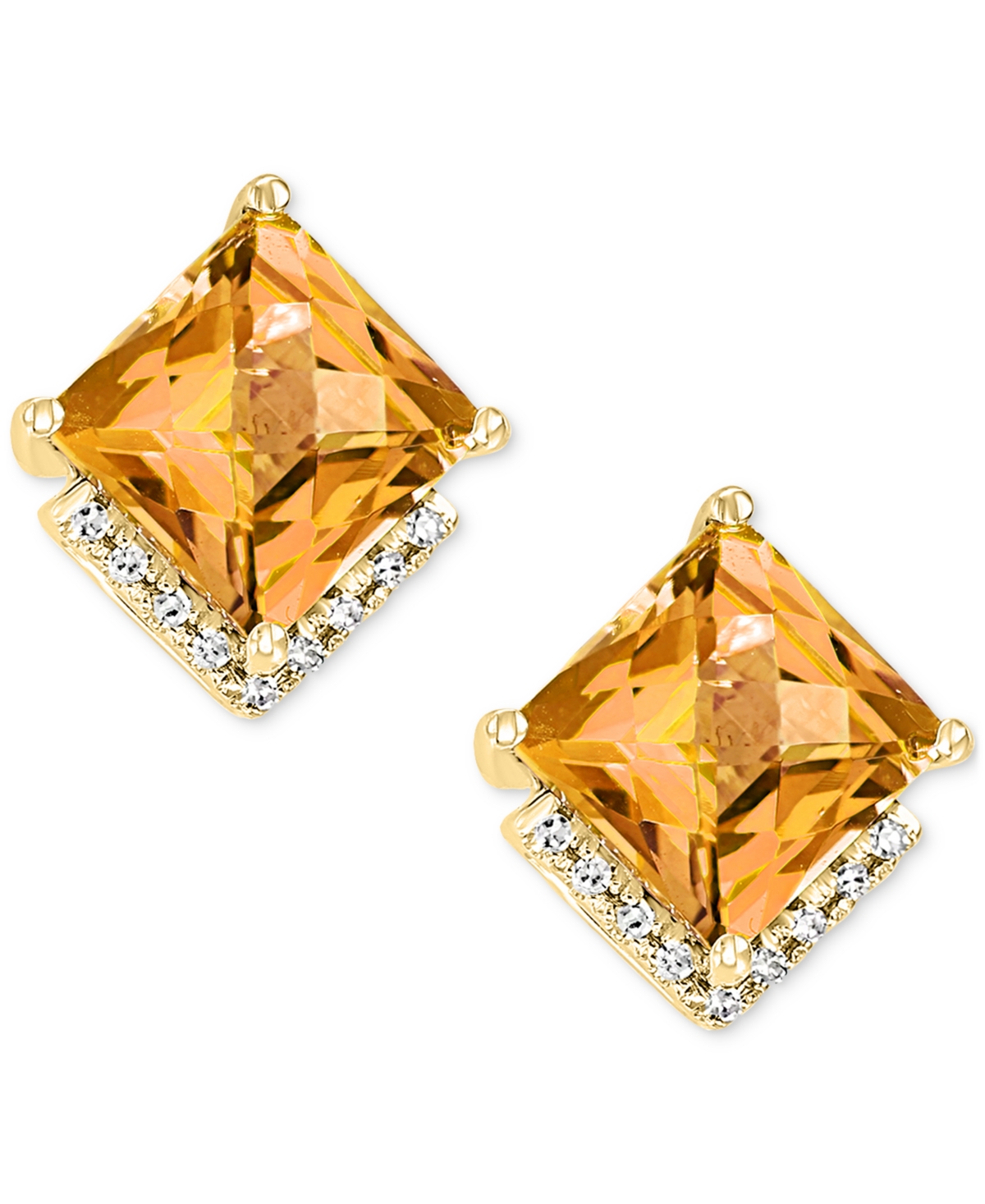 Lali Jewels Amethyst (2-7/8 ct. t.w.) & Diamond (1/20 ct. t.w.) Stud Earrings in 14k Gold (Also available in Citrine)