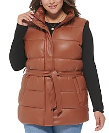 Trendy Plus Size Faux-Leather Puffer Vest
