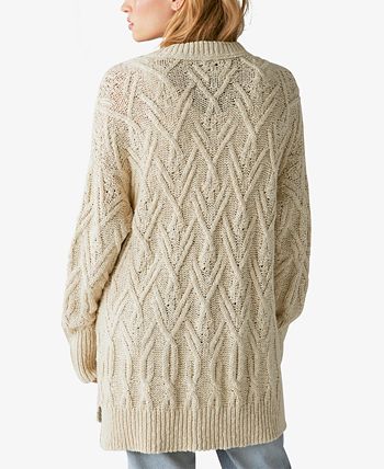 Lucky Brand Cotton Knit Oversized Button Front Cardigan - Macy's