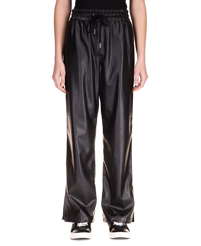 faux leather straight leg pants zara