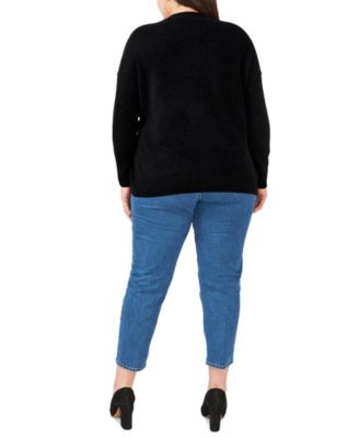 Plus Size Cozy Crewneck Long-Sleeve Extend-Shoulder Sweater