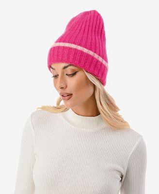 Women's Stripe Cuff Ribbed Knit Beanie