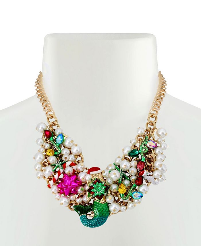 Orecchini A Goccia Cuore Con Pietre Lucite Colorate Orecchini A Goccia Betsey Johnson Con Cuore E Pietre Lucite - Pietre Multicolore, Base Bronzo, Made In USA Orecchini Betsey Johnson - Foto 10