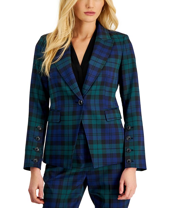 Tloowy Women's Fashion Plaid Printed Business Suit Coat