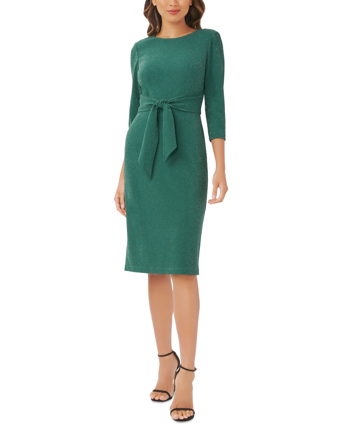 Adrianna Papell Tie-front Sheath Dress In Green