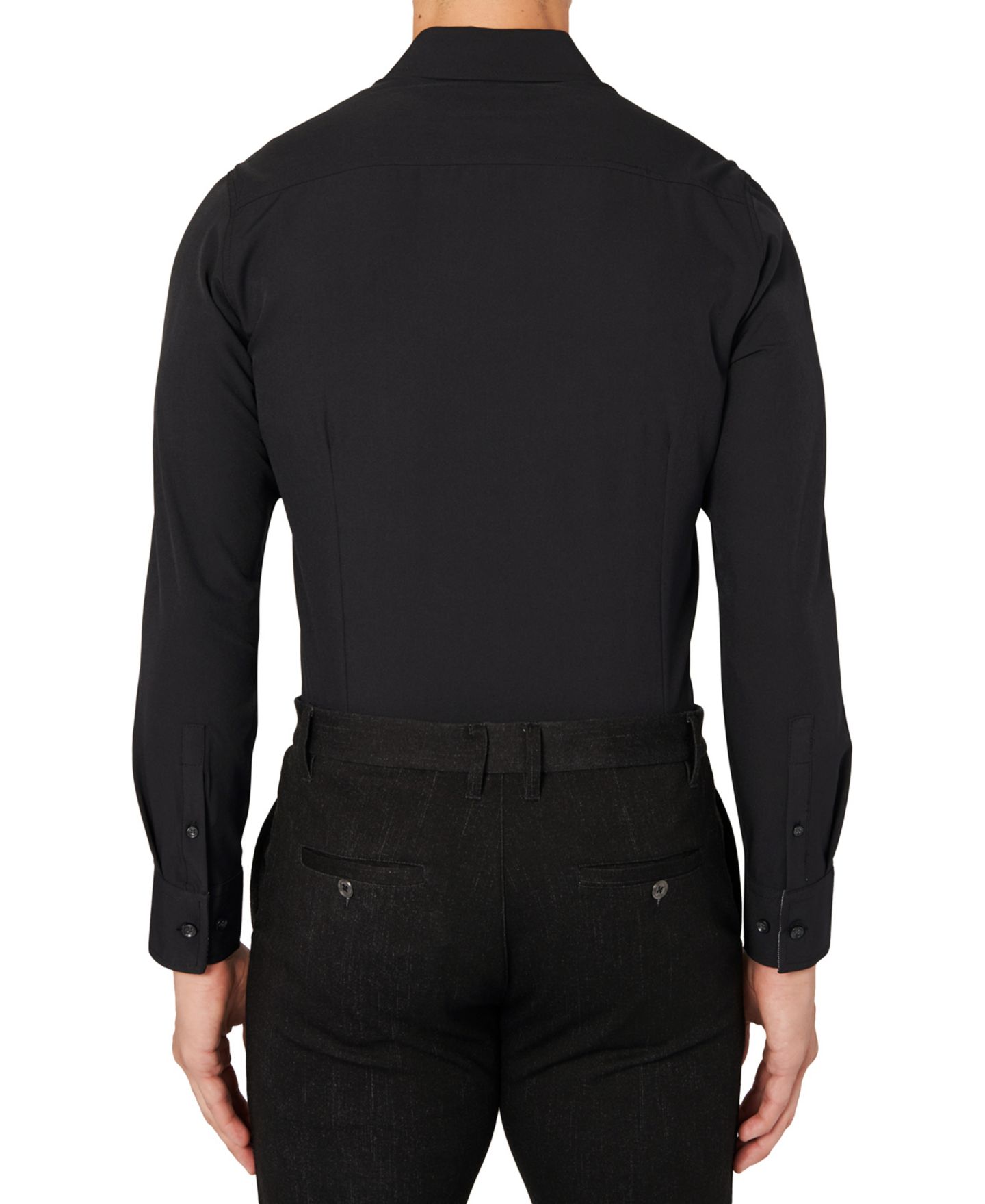 Мужская рубашка ConStruct Slim-Fit Solid Performance Stretch Cooling Comfort Dress Shirt, цвет: Чёрный — фото 2