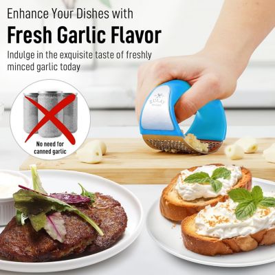 Stainless Steel Garlic Press Rocker Set - Premium Garlic Mincer Garlic Crusher  with Peeler and Scraper