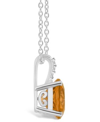 Women's Citrine (1-3/4 ct.t.w.) and Diamond Accent Pendant Necklace in Sterling Silver