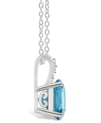 Women's London Blue Topaz (2-2/5 ct.t.w.) and Diamond Accent Pendant Necklace in Sterling Silver