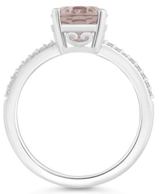 Women's Rose Quartz (2-1/2 ct.t.w.) and Diamond (1/10 ct.t.w.) Ring in Sterling Silver