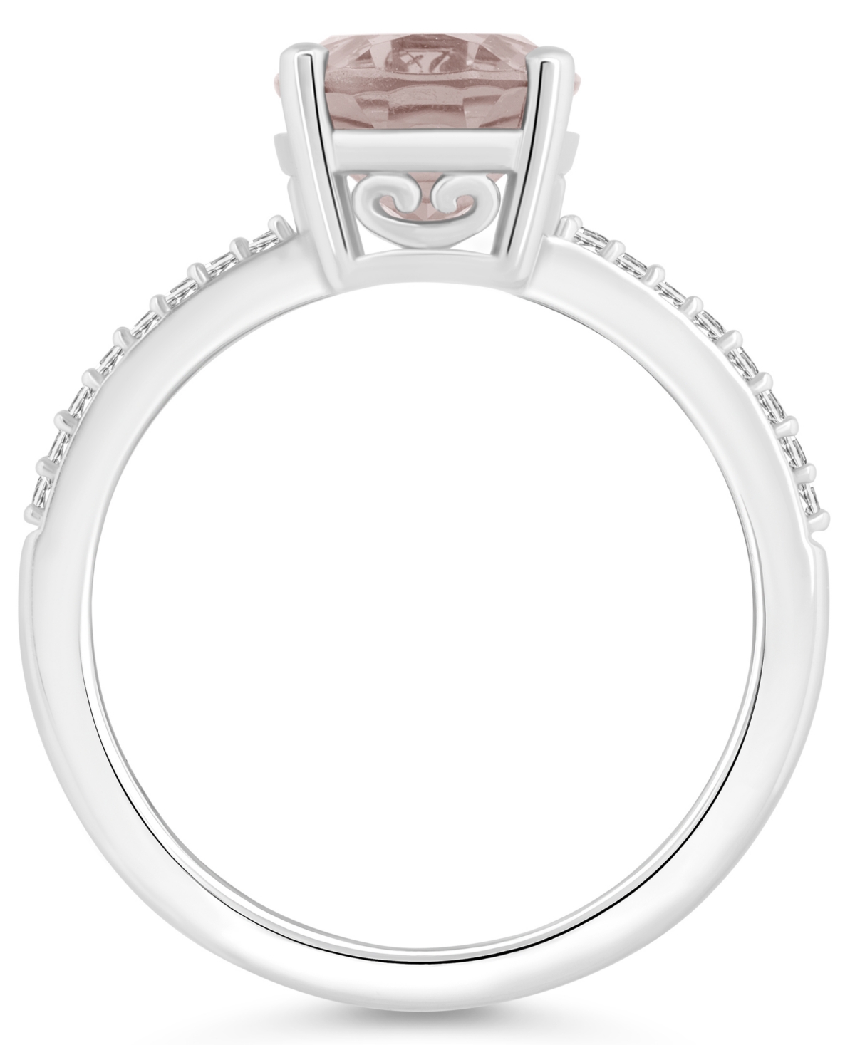 Macy's Women's(2-1/2 ct.t.w.) and Diamond (1/10 ct.t.w.) Ring in Sterling Silver - Rose Quartz