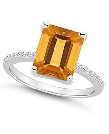 Women's Citrine (3-1/6 ct.t.w.) and Diamond (1/10 ct.t.w.) Ring in Sterling Silver
