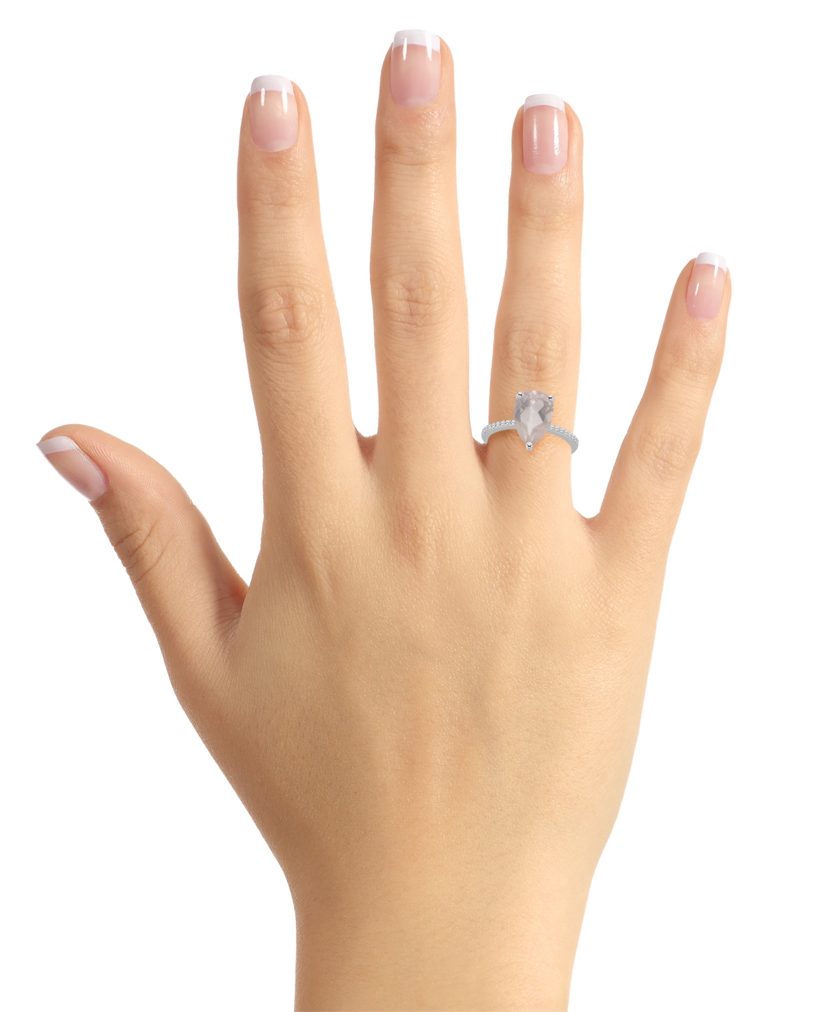 Macy's Women's(2-3/4 ct.t.w.) and Diamond (1/10 ct.t.w.) Ring in Sterling Silver - Rose Quartz