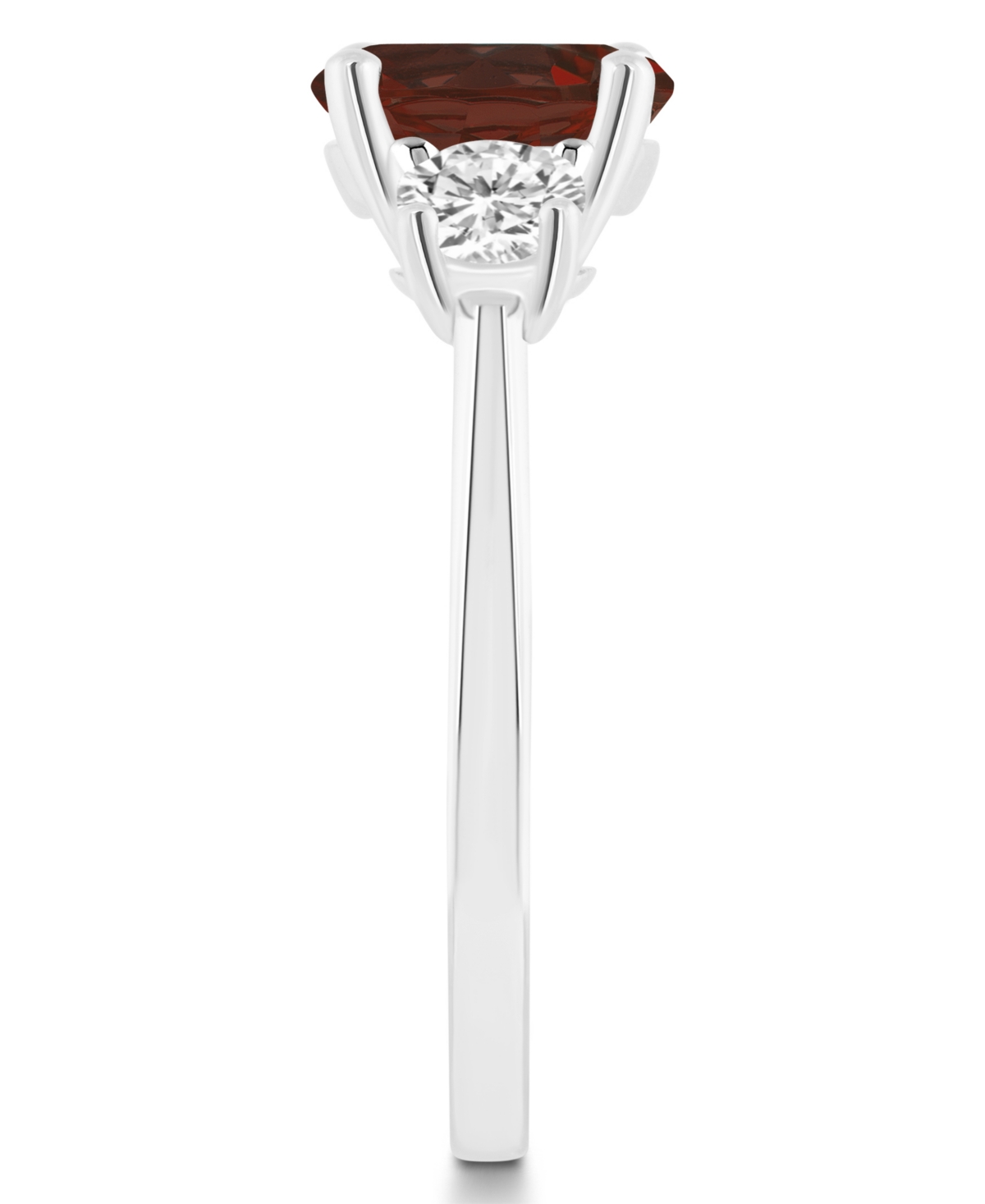 Macy's Women's(2-1/2 ct.t.w.) and White Topaz (2/3 ct.t.w.) 3-Stone Ring in Sterling Silver - Garnet