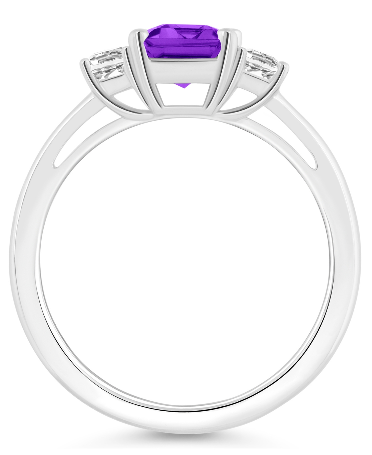 Macy's Women's(1-3/5 ct.t.w.) and White Topaz (3/4 ct.t.w.) 3-Stone Ring in Sterling Silver - Amethyst
