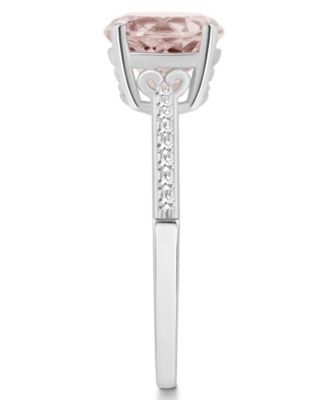 Women's Rose Quartz (1-3/4 ct.t.w.) and Diamond (1/10 ct.t.w.) Ring in Sterling Silver