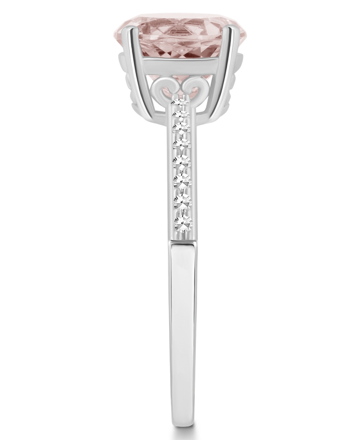 Macy's Women's(1-3/4 ct.t.w.) and Diamond (1/10 ct.t.w.) Ring in Sterling Silver - Rose Quartz