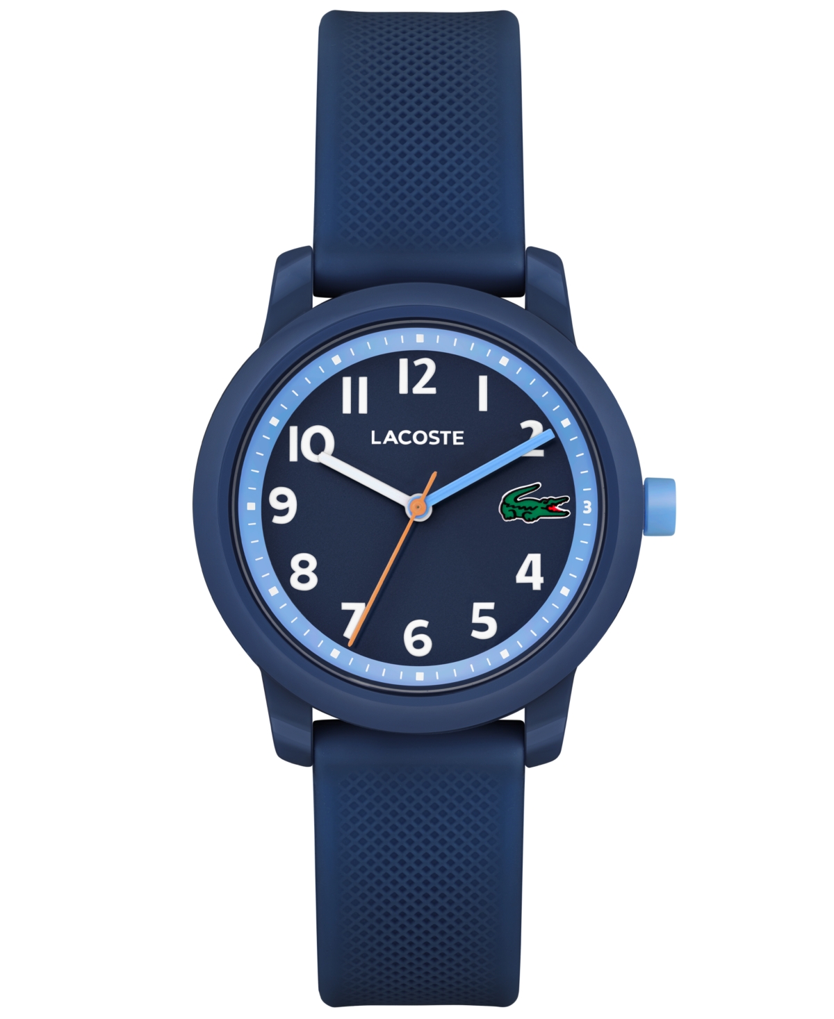 LACOSTE KIDS L.12.12 LIGHT NAVY SILICONE STRAP WATCH 32MM WOMEN'S SHOES