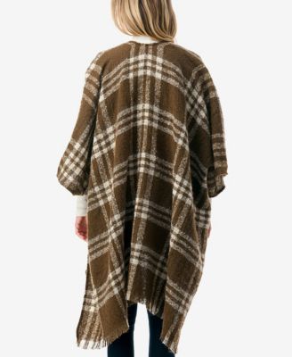 Women's Plaid Poncho