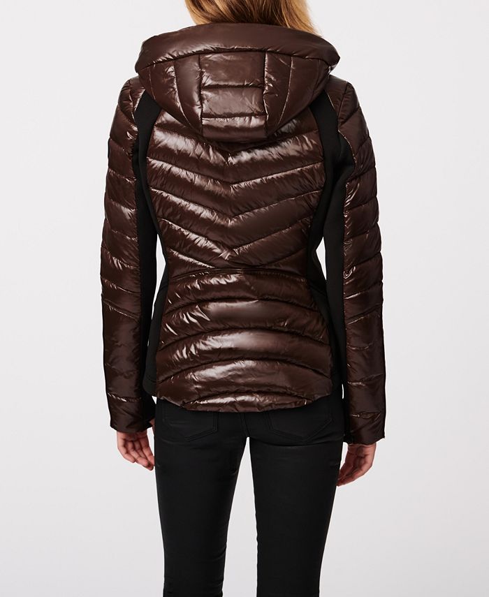 Bernardo Women's Packable Hooded Puffer Coat - Pink, Size Medium