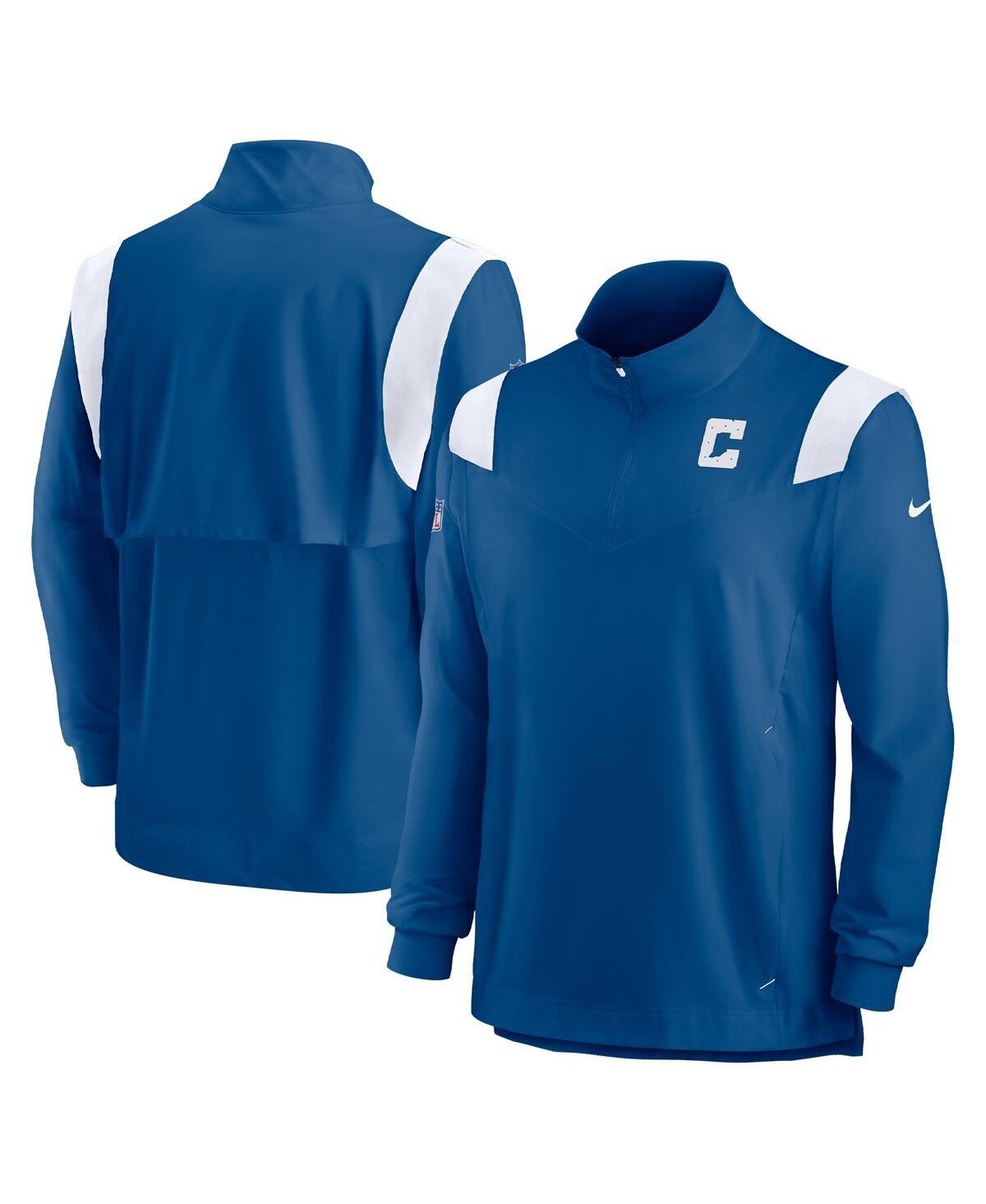 Shop Nike Men's  Royal Indianapolis Colts Sideline Coach Chevron Lockup Quarter-zip Long Sleeve Top