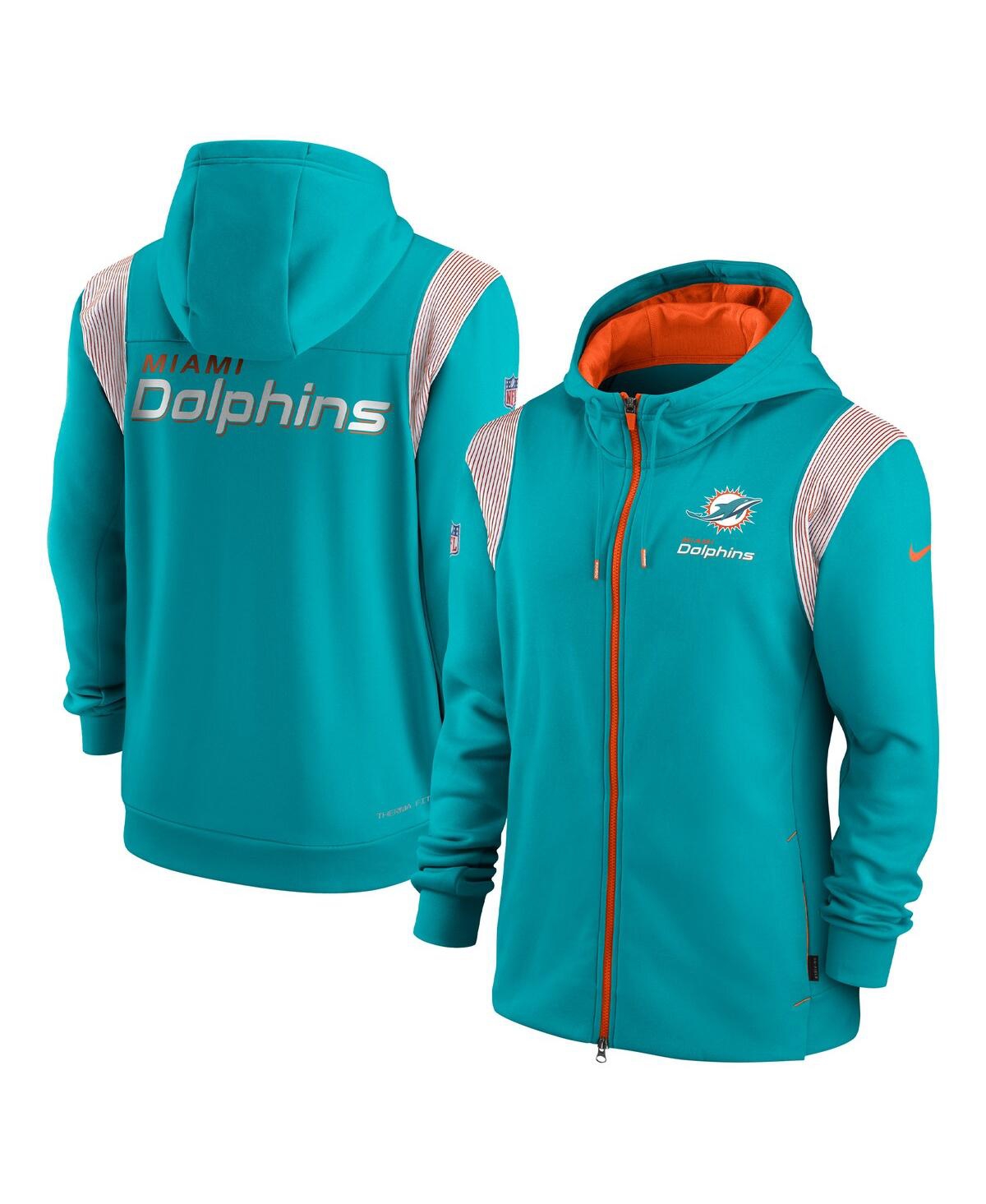 Nike Men's Aqua Miami Dolphins Sideline Team ID Reversible Pullover  Windshirt