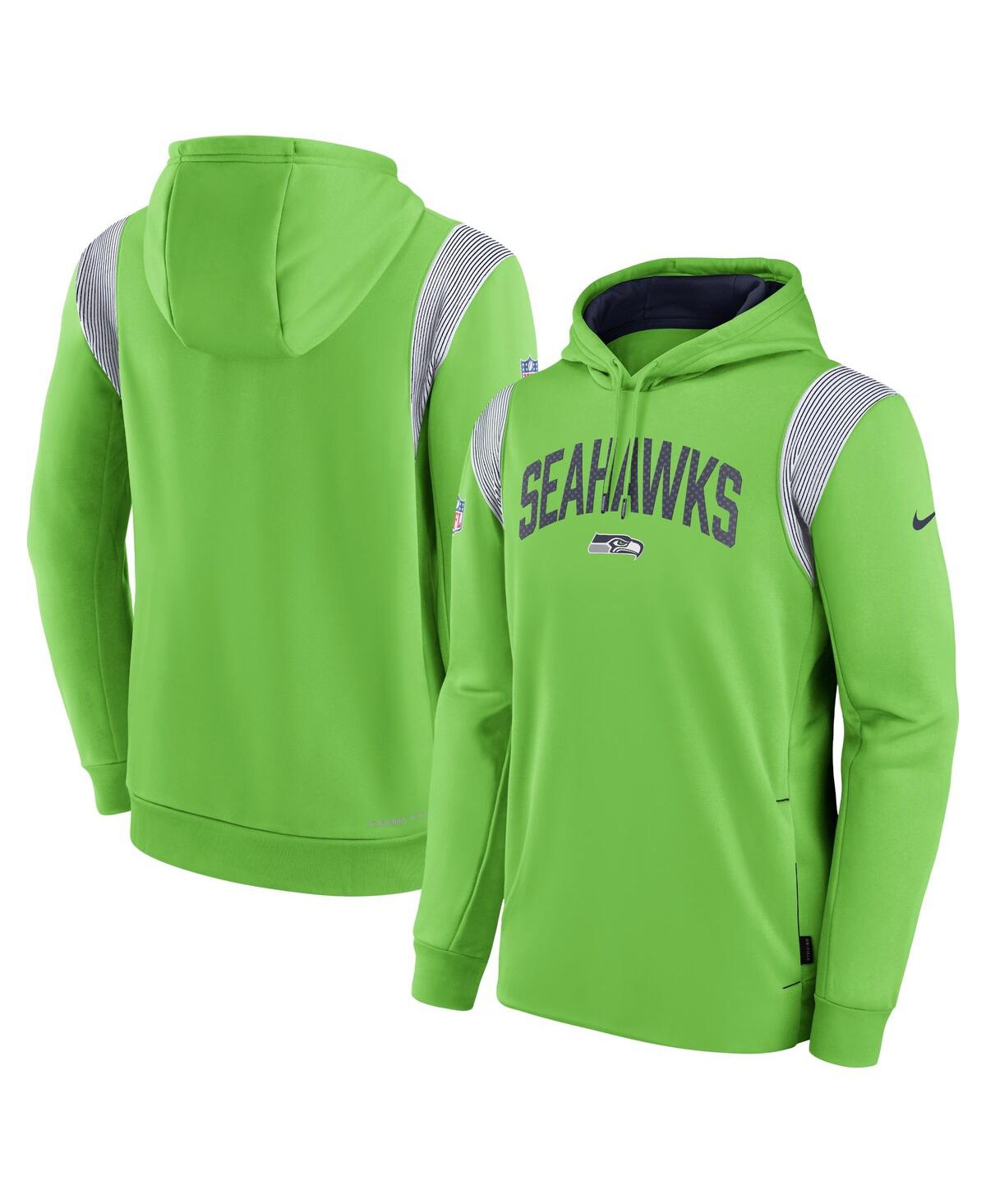 Shop Nike Men's  Green Seattle Seahawks Sideline Athletic Stack Performance Pullover Hoodie