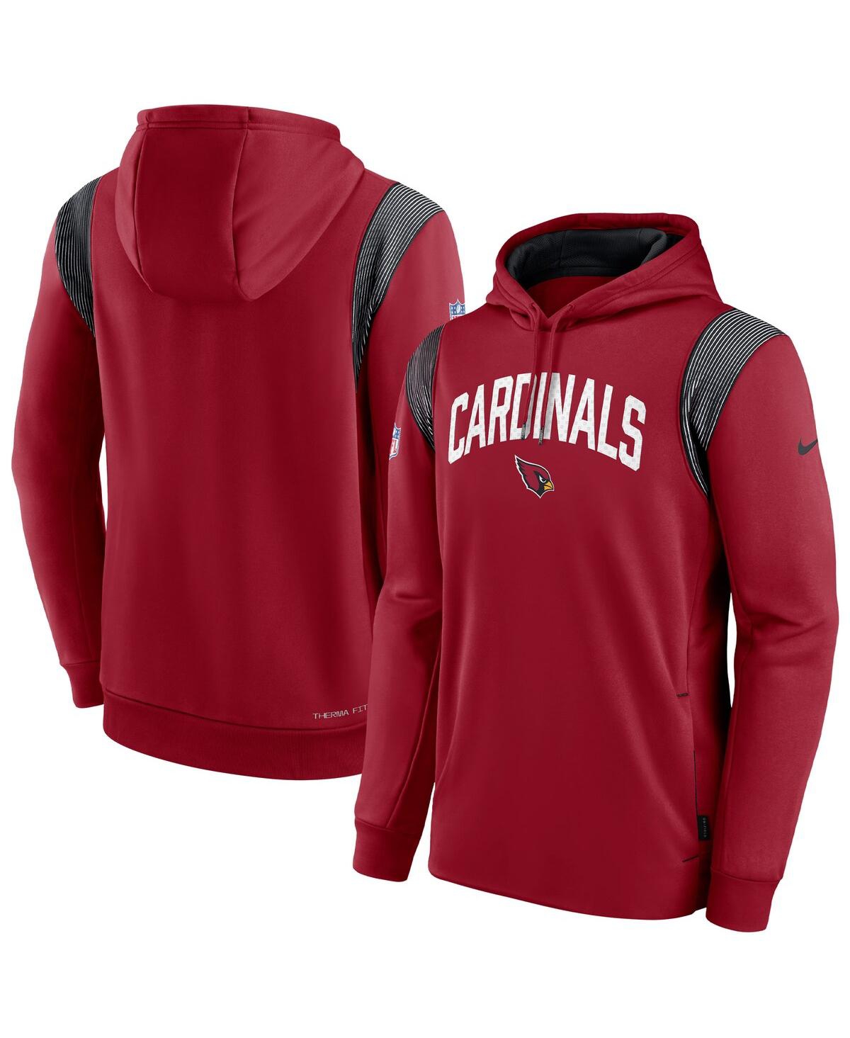 Nike Cardinal Arizona Cardinals Sideline Athletic Stack Performance Pullover Hoodie In Cardinal