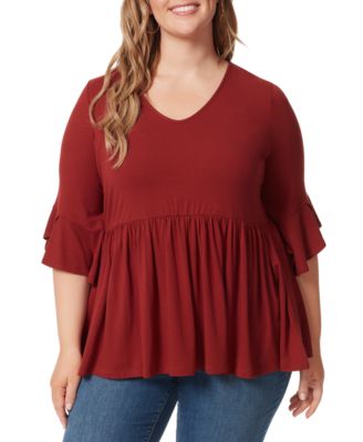 Jessica Simpson - Trendy Plus Size Susie Ruffled-Cuff Top