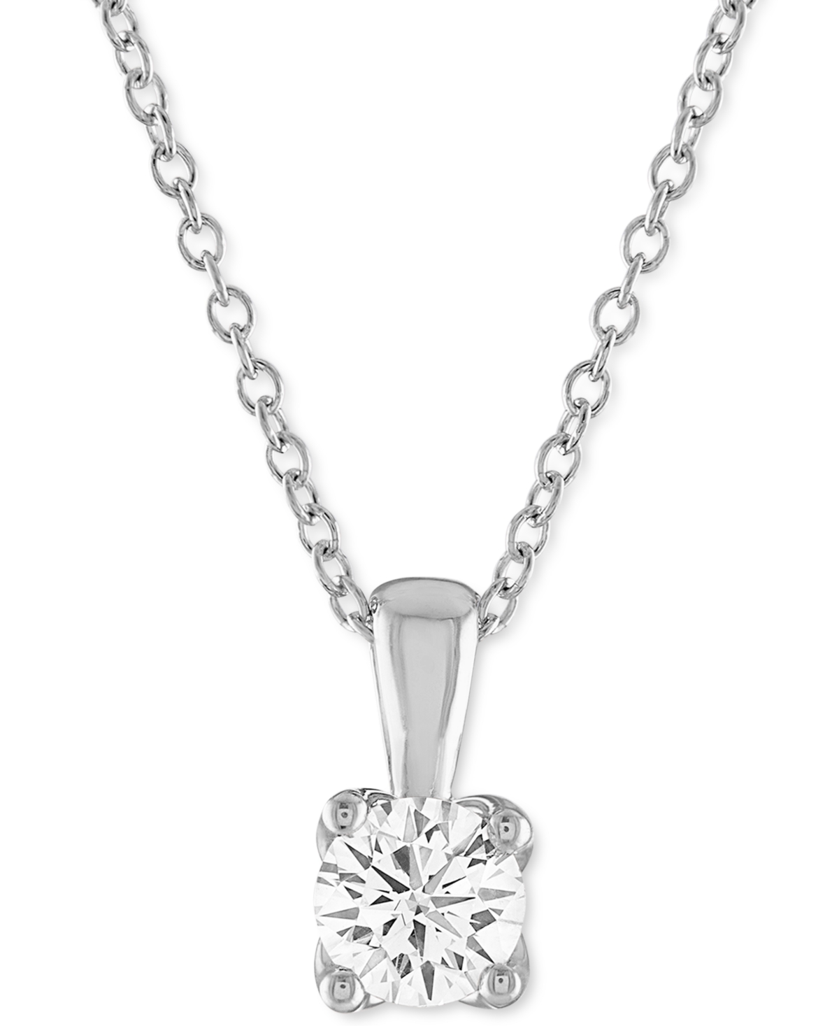 Certified Diamond 18" Pendant Necklace (1/2 ct. t.w.) in 14k White Gold featuring diamonds with the De Beers Code of Origin, Created for Macy'