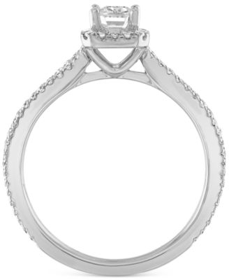 Certified Diamond Emerald-Cut Engagement Ring (7/8 ct. t.w.) in 14k White Gold featuring diamonds with the De Beers Code of Origin, Created for Macy's