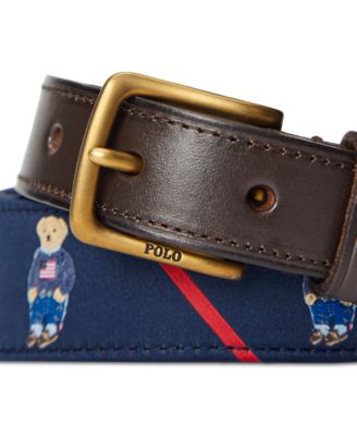 Polo Ralph Lauren ラルフローレン Polo Bear Leather-Trim Belt Polo Ralph Lauren Men's Polo Bear Leather-Trim Belt - Macy's