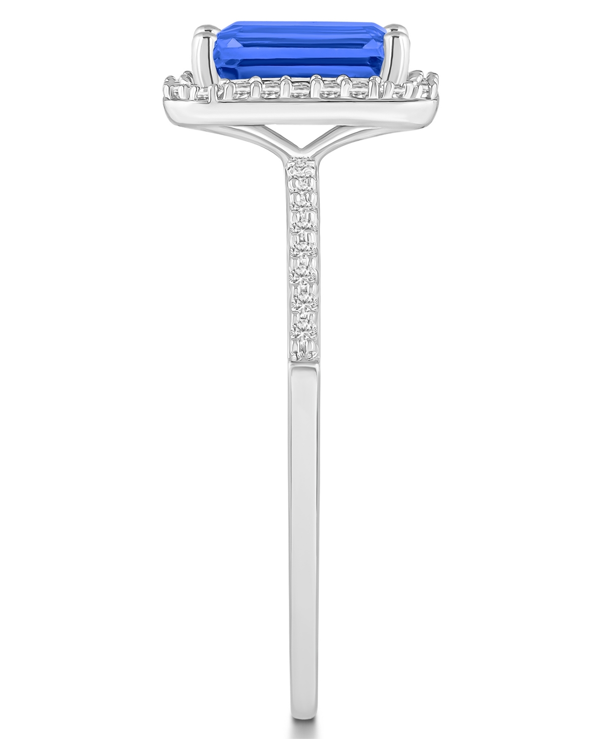 Macy's Lab-Grown(2 ct. t.w.) and Lab-Grown White(1/4 ct. t.w.) Halo Ring in 10K White Gold - Sapphire