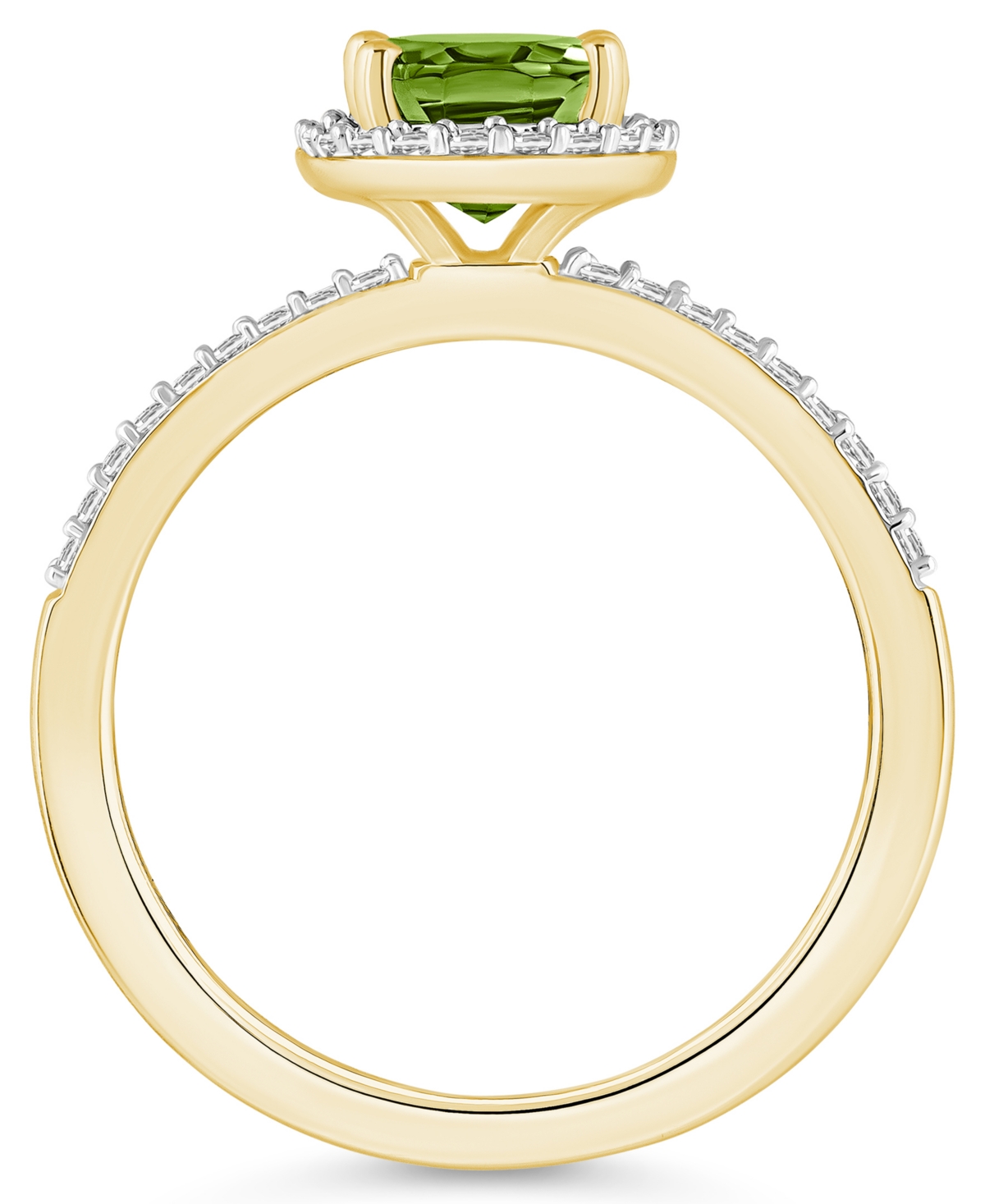 Macy's(1-1/3 ct. t.w.) and Lab-Grown Sapphire (1/5 ct. t.w.) Halo Ring in 10K Yellow Gold - Peridot